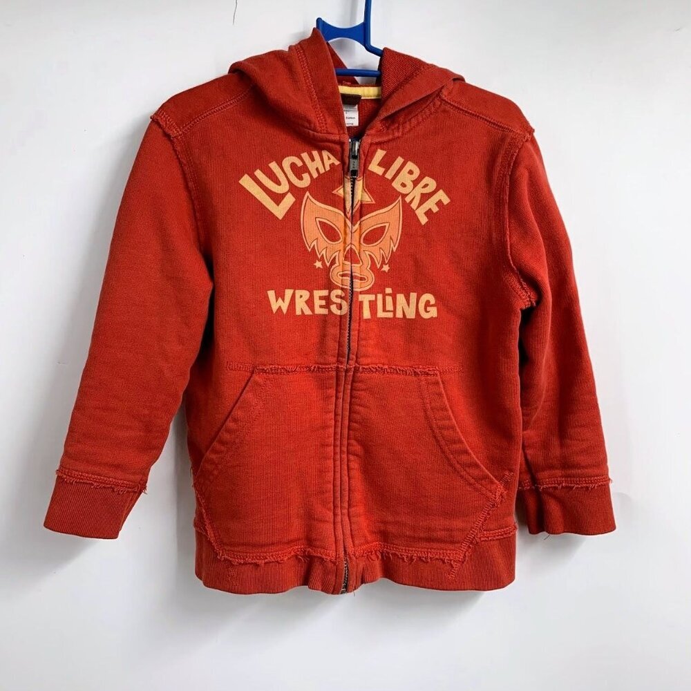 Tea Collection Boys Lucha Libre Wrestling Raw Hem Full Zip Long Sleeve Hoodie 3Y